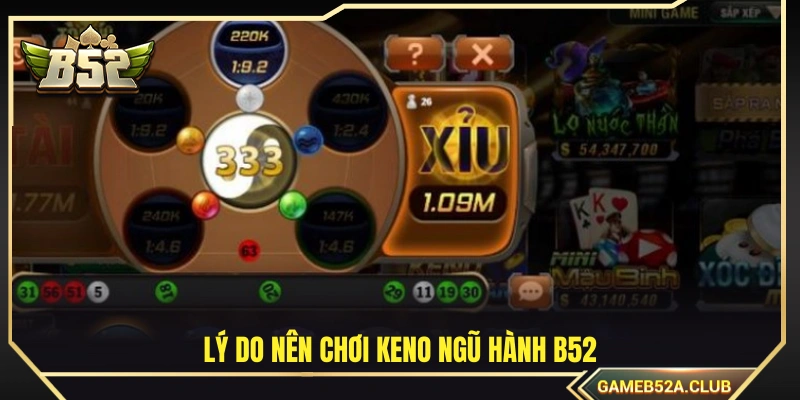 Những lý do nên chơi keno ngũ hành B52